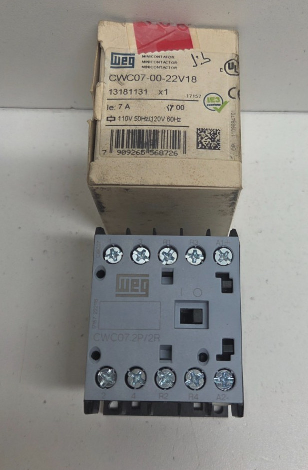 NEW IN BOX! WEG 7A 2NO/2NC 120V COIL MINI CONTACTOR CWC07-00-22V18