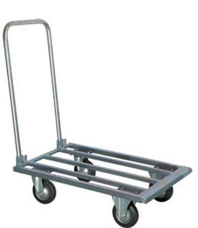Extendable galvanized platform trolley with folding handle, 2 fixed wheels and 2