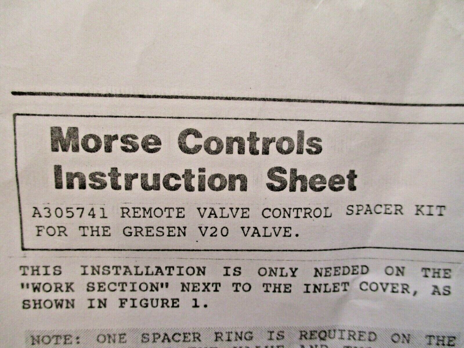 Morse Controls A305741 Remote Valve Control Spacer Kit Parts for Gresen V20