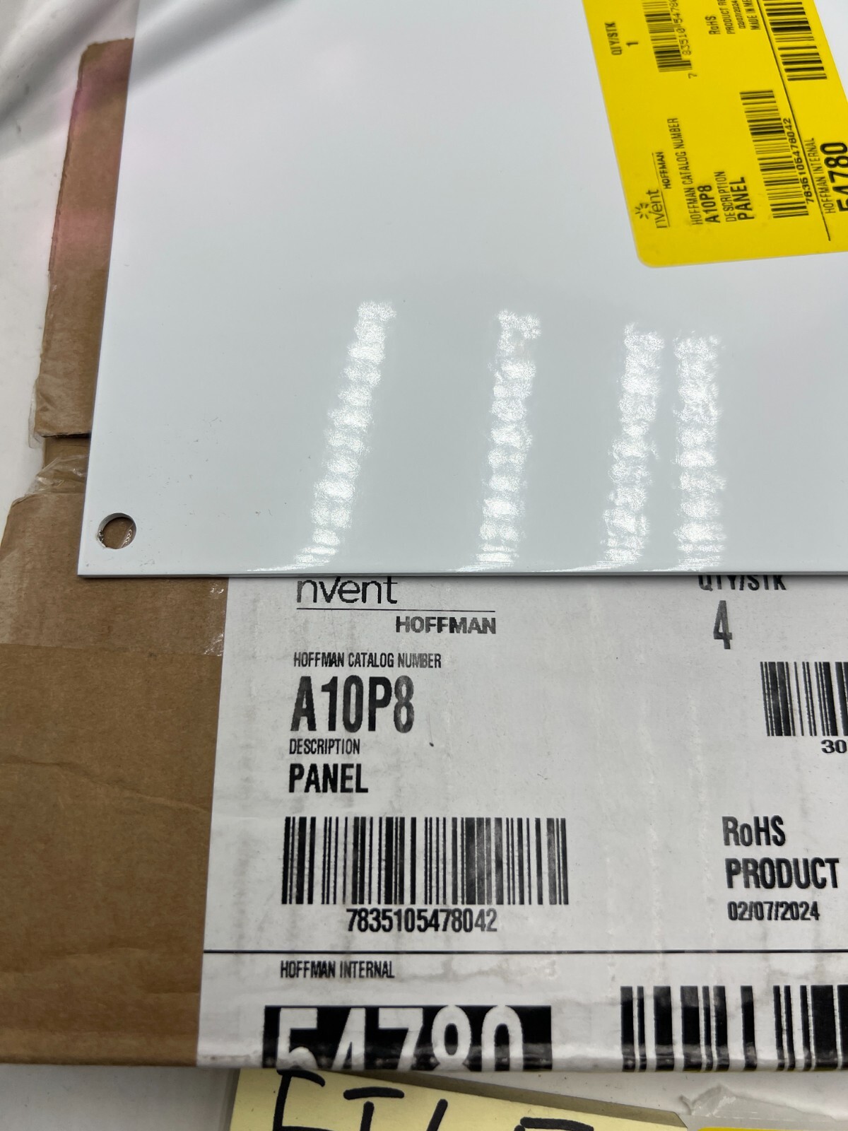 (Pack of 4) nVent Hoffman Panel for Junction Box Mild Steel White 10″ x 8″ A10P8
