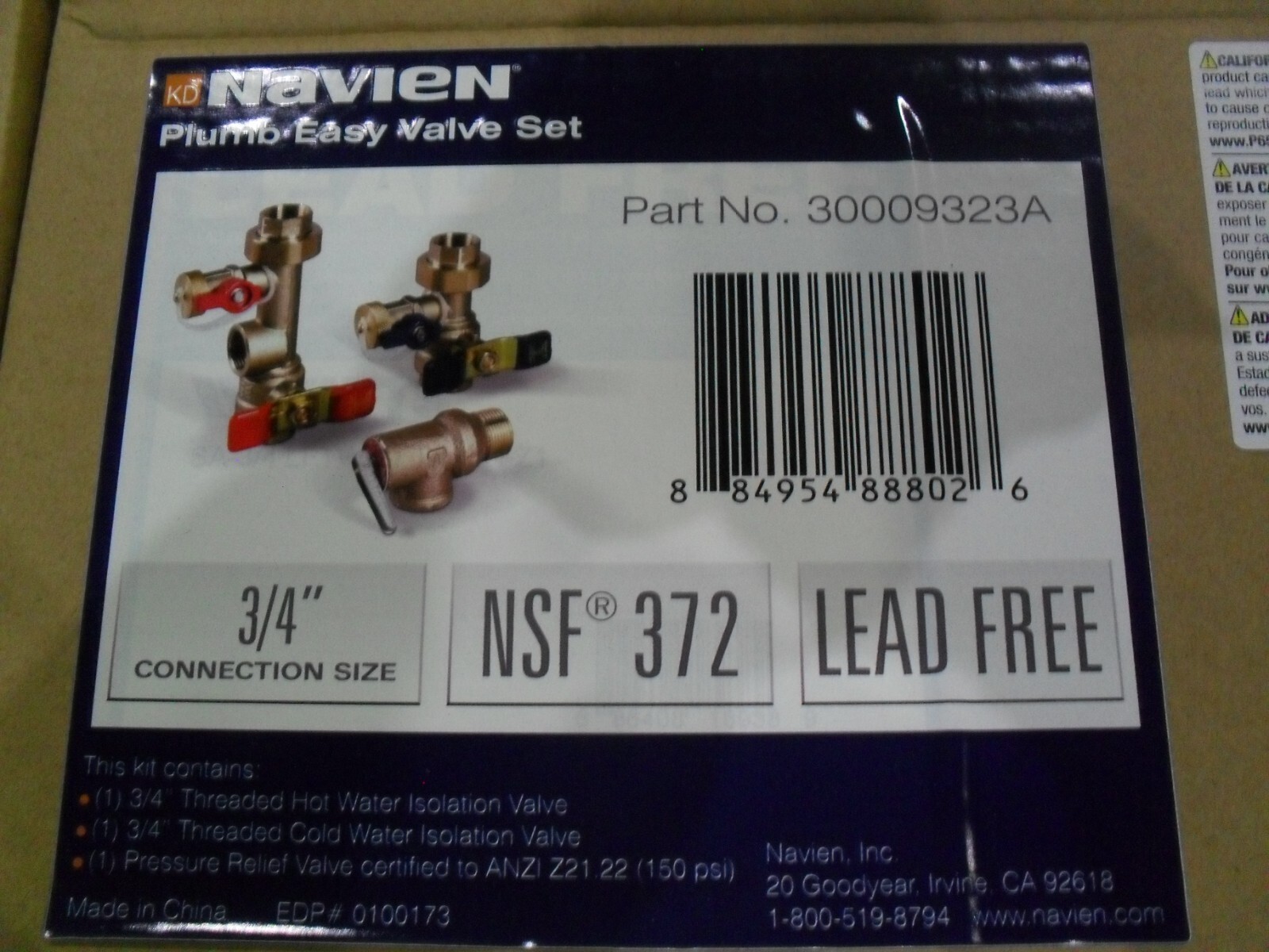 Navien 30009323A 3/4″ Lead free Water heater Plumb easy valve set