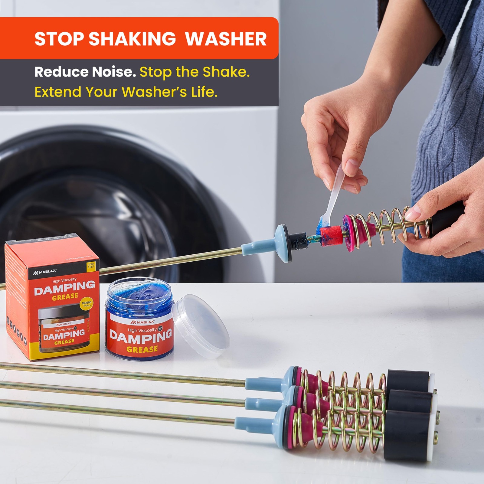 Damping Grease Kit for Washing Machine Suspension Rods with Foam Inserts | Hi…