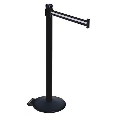 RETRACTA-BELT 305PSB-BW Barrier Post with Belt, Black, 10 ft Length, 40 in Post