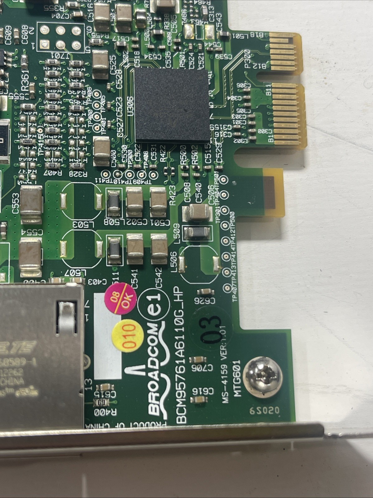 BROADCOM BCM95761A6110G PCIE DUAL-PORT GIGABIT ETHERNET NIC
