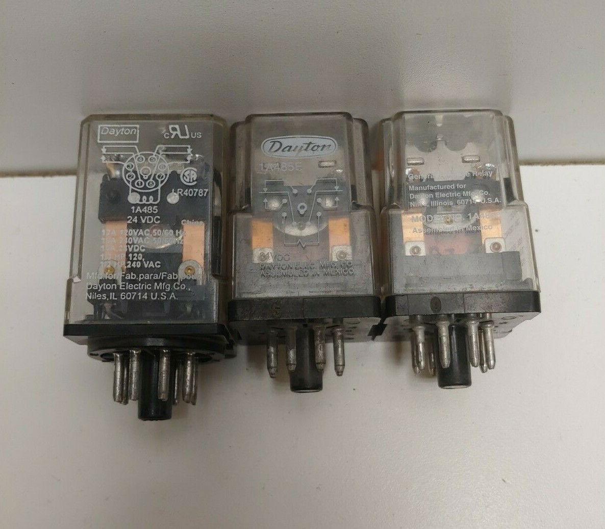 LOT OF 3 NEW OLD STOCK! DAYTON 277V 10A 24V COIL DPDT RELAYS 1A485