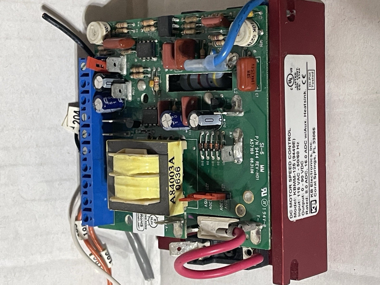KB ELECTRONICS KBMM-125(9449) DC MOTOR SPEED CONTROL 115VAC 50/60HZ 0-90VDC