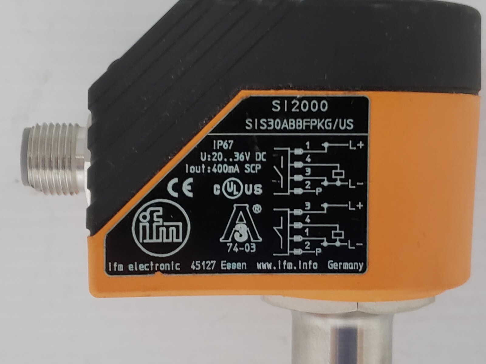 IFM ELECTRONIC SIS30ABBFPKG/US FLOW SWITCH 20-36 VDC 4 PIN (SI2000) NNB