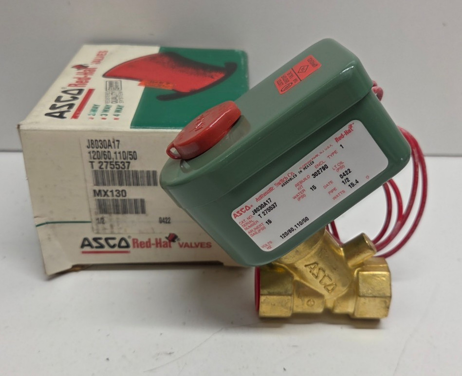 NEW IN BOX! ASCO 120V 1/2″ BRASS SOLENOID VALVE 8030A17