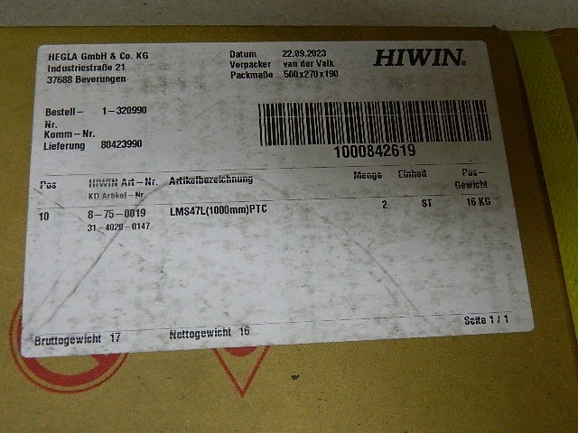 HIWIN Linear Motor 31-4120-0147 LMS 47L (1000mm) PTC M222504-05 NEW