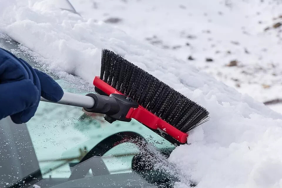 34″ to 52″ Premium Pivot Head Snow rake Brush Heavy duty broom rubber squeegee