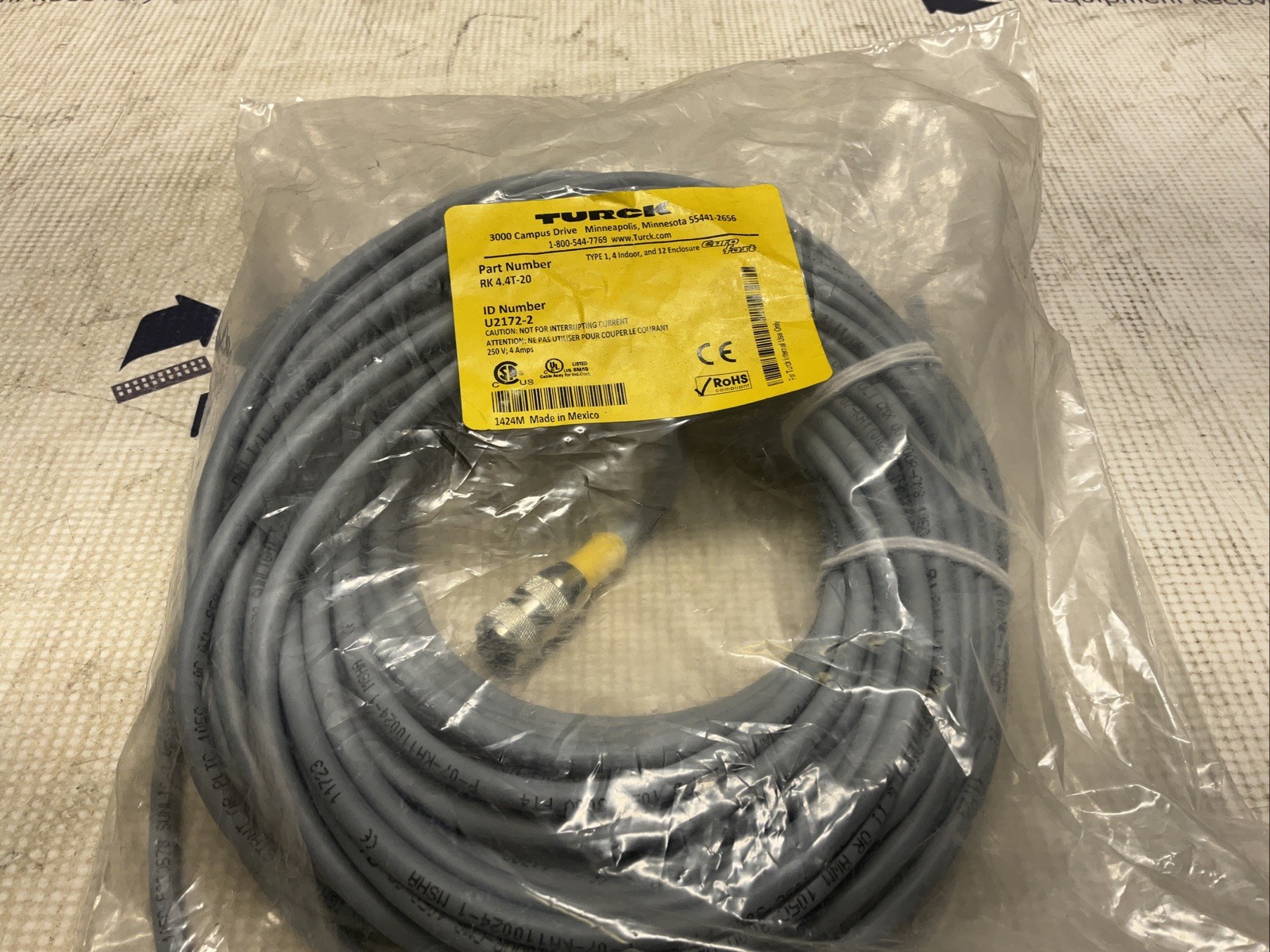 TURCK, RK 4.4T-20, CABLE, NOS (KP-1670)
