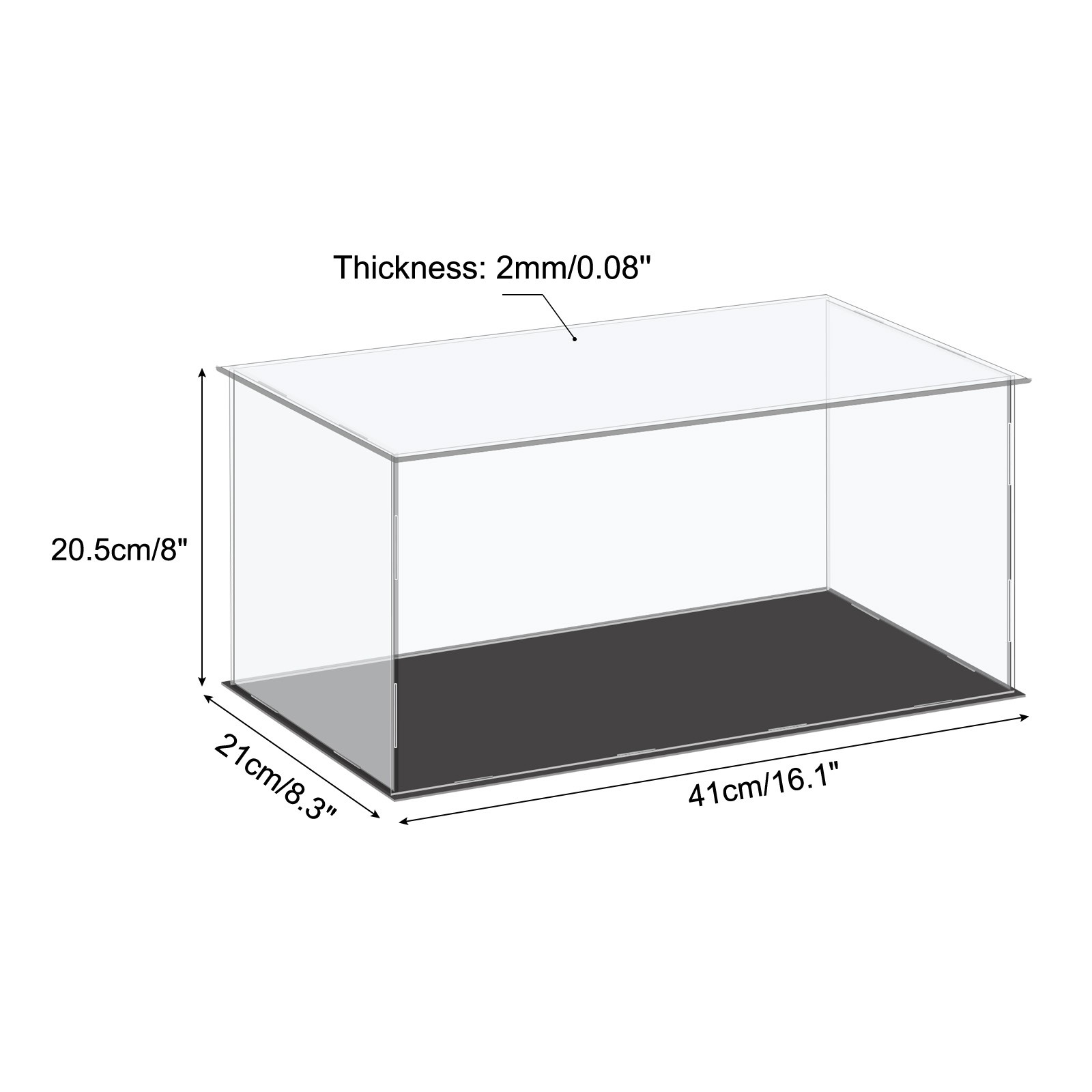 Acrylic Display Case Plastic Box Cube Storage Box Clear Showcase 41x21x20.5cm