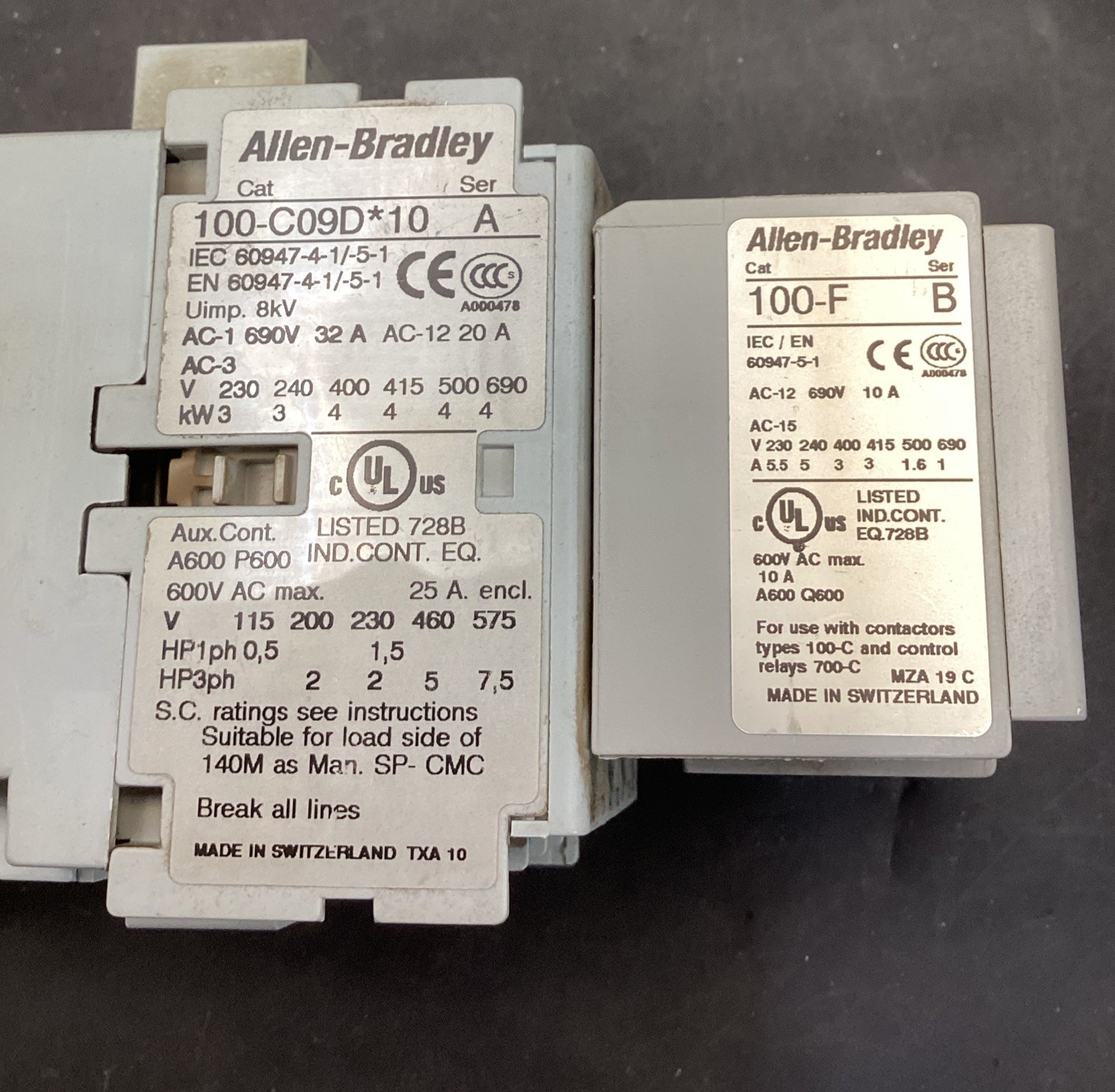 Allen Bradley, 100-C09D*10, Ser A, Control Relay With 100-F