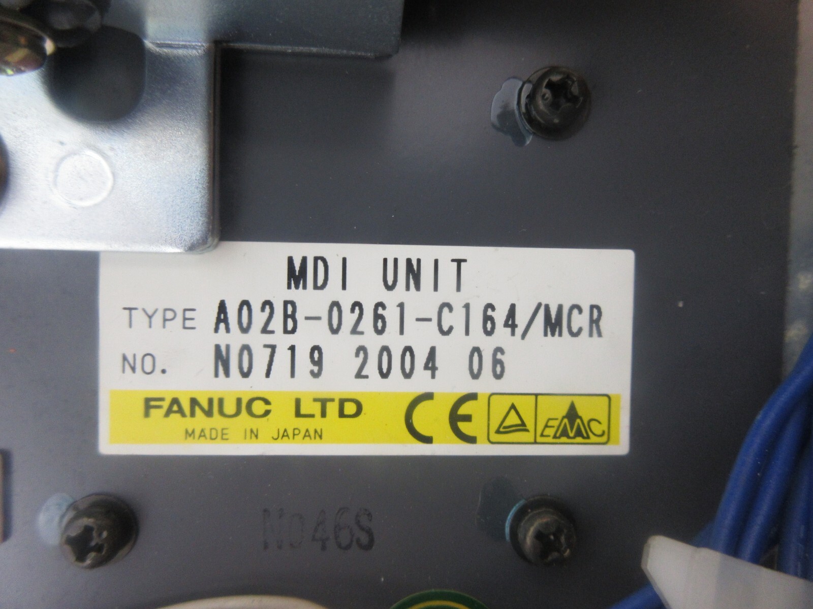 FANUC MDI UNIT A02B-0261-C164/MCR N0719 2004 06 W/ HDD WD400 U15PB421 ECMM1