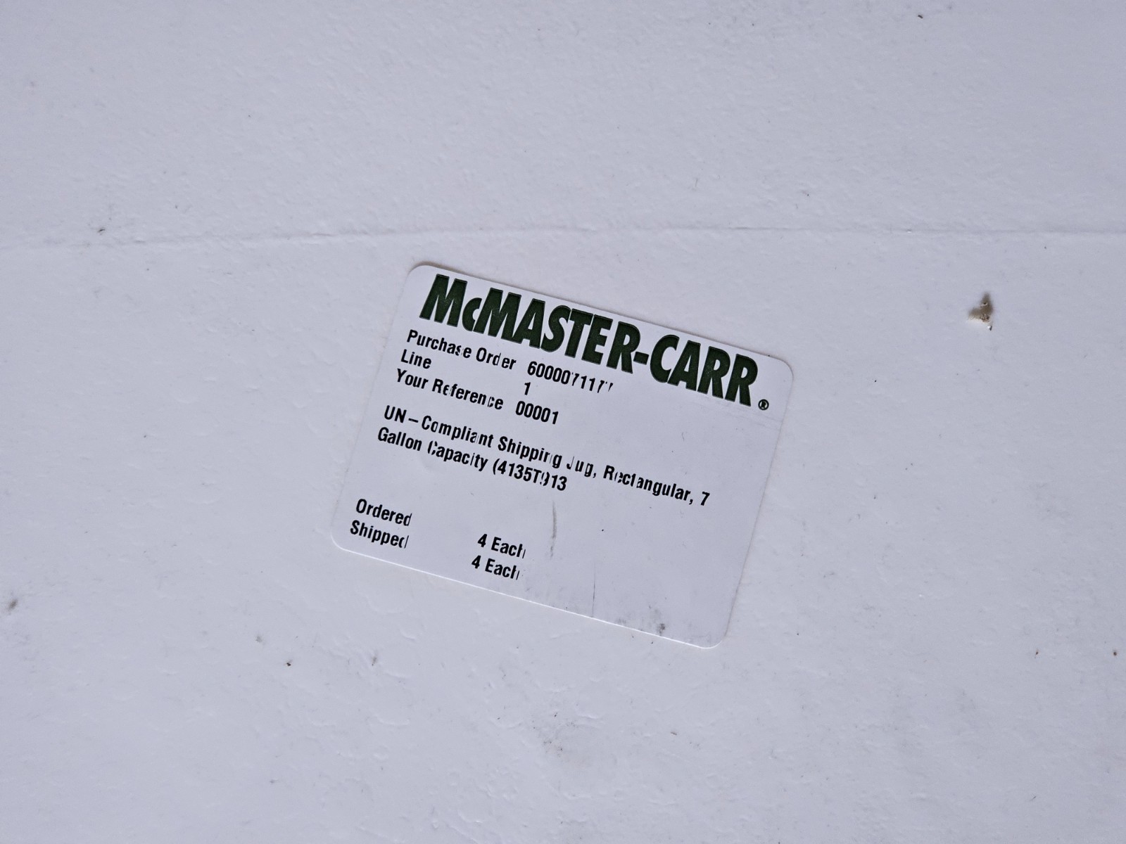 (QTY 2) McMaster-Carr 7 Gallon Shipping Jug Tighthead Container Rectangular