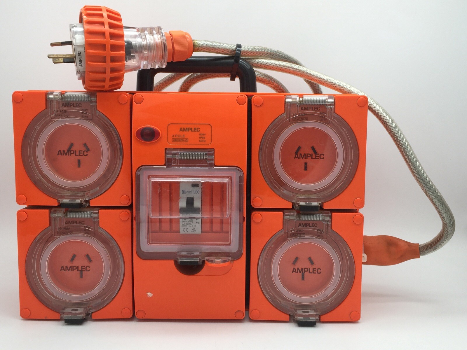 Amplec PB41010A66 Portable Power Board Single Phase 10AMP 4 Outlet IP66
