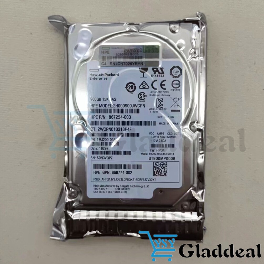 New In Box 870795-001 HPE 900GB 12G SAS 15K ENT 2.5″ DS HDD Server 870759-B21