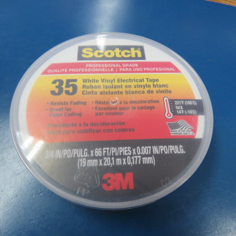 SCOTCH/ 3M 35 WHITE TAPE Qty of 5 per Lot WHITE VINYL ELECTRICAL TAPE, 5 ROLLS-