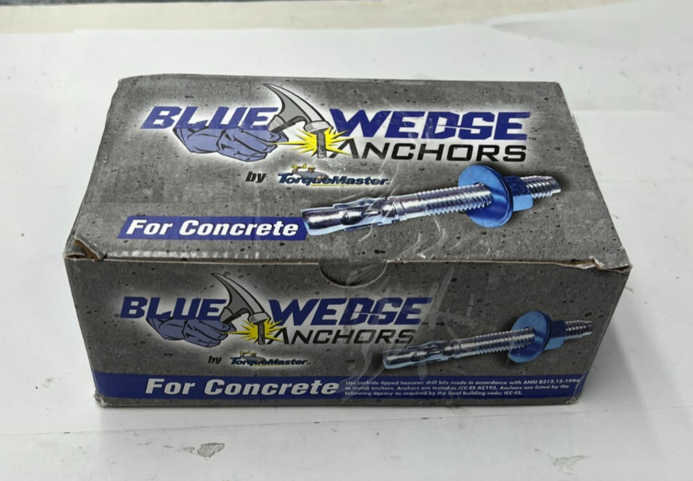 (QTY 10) Torquemaster 51810 Blue Wedge Anchor, 5″ L, Steel Blue Ruspert