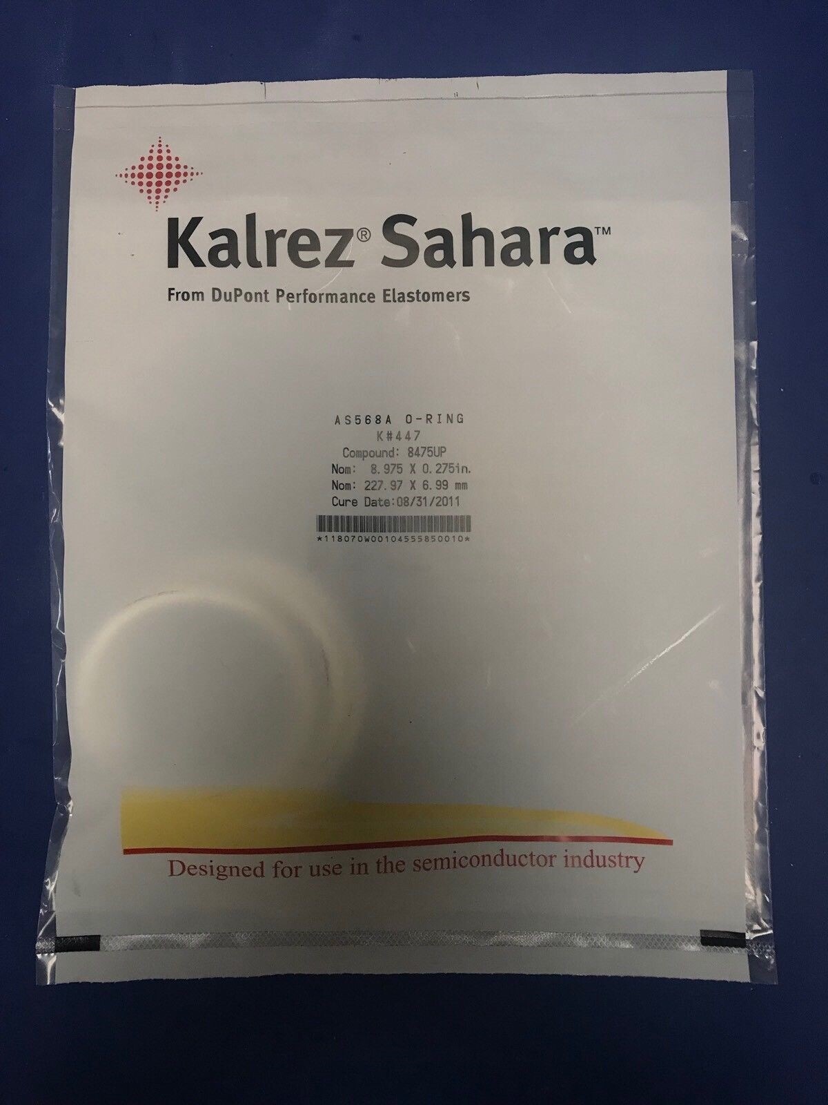 Kalrez Sahara O-Ring, AS-568A K# 447, Compound 8475UP, 9″ x 0.275″, New