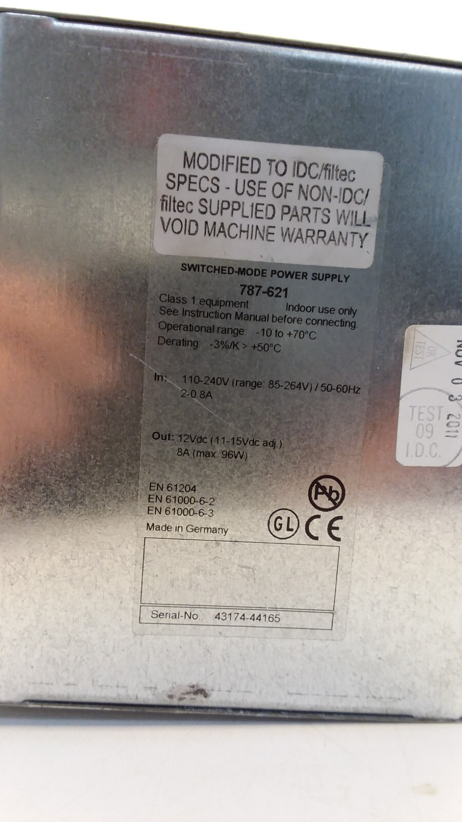 WAGO 787-621 POWER SUPPLY 110-240V-AC 12V-DC 8A 8A SWITCH-MODE DIN RAIL MOUNT
