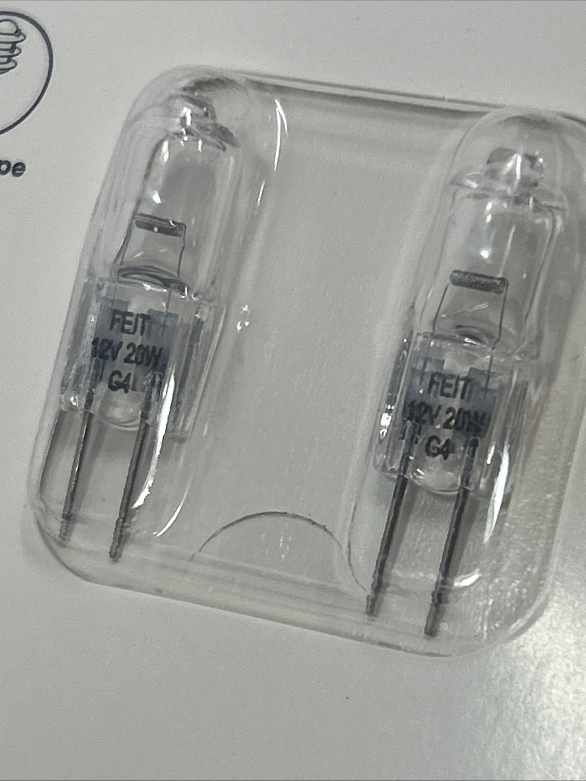 2 Packs Feit Electric 20-Watt G4, Clear Bulb 12 volt, 4- Bulbs NEW SEALED