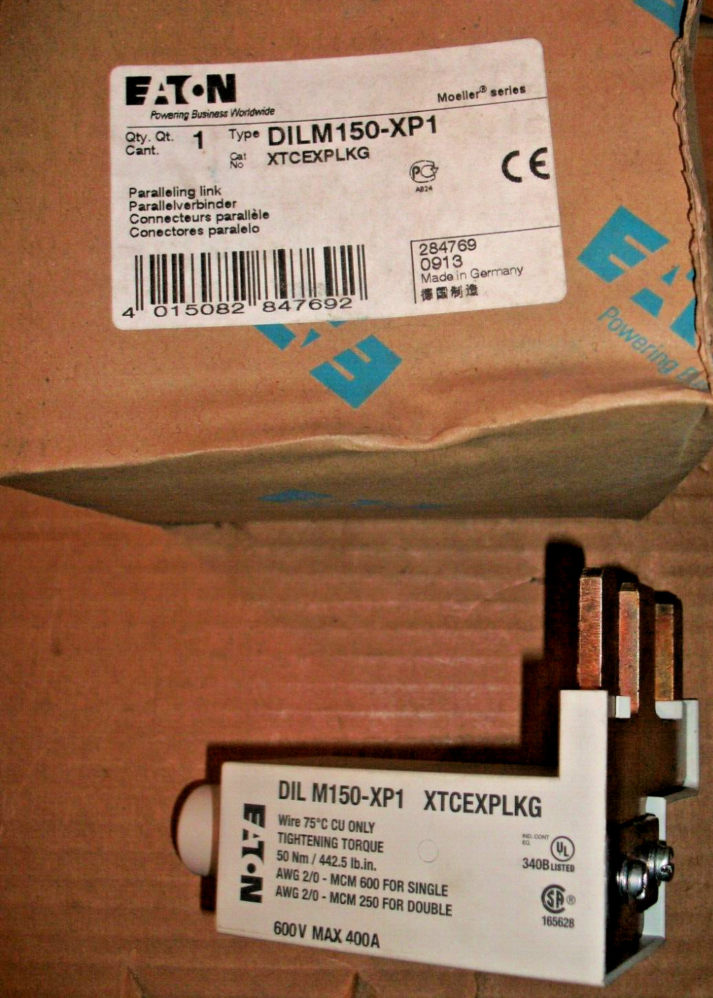 EATON KLOCKNER MOELLER XTCEXPLKTG DILM150-XP1 PARALLELING LINK – 6 AVAILABLE