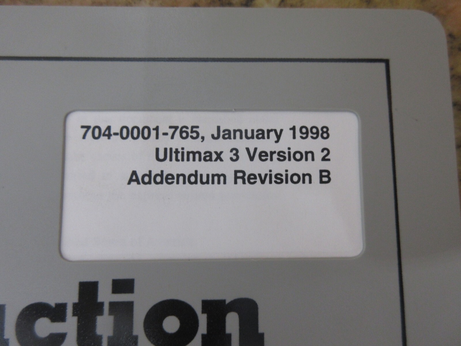 1998 HURCO BMC4020/SSM INSTRUCTION MANUAL 704-0001-765 1998 ULTIMAX 3 VER.2 REVB