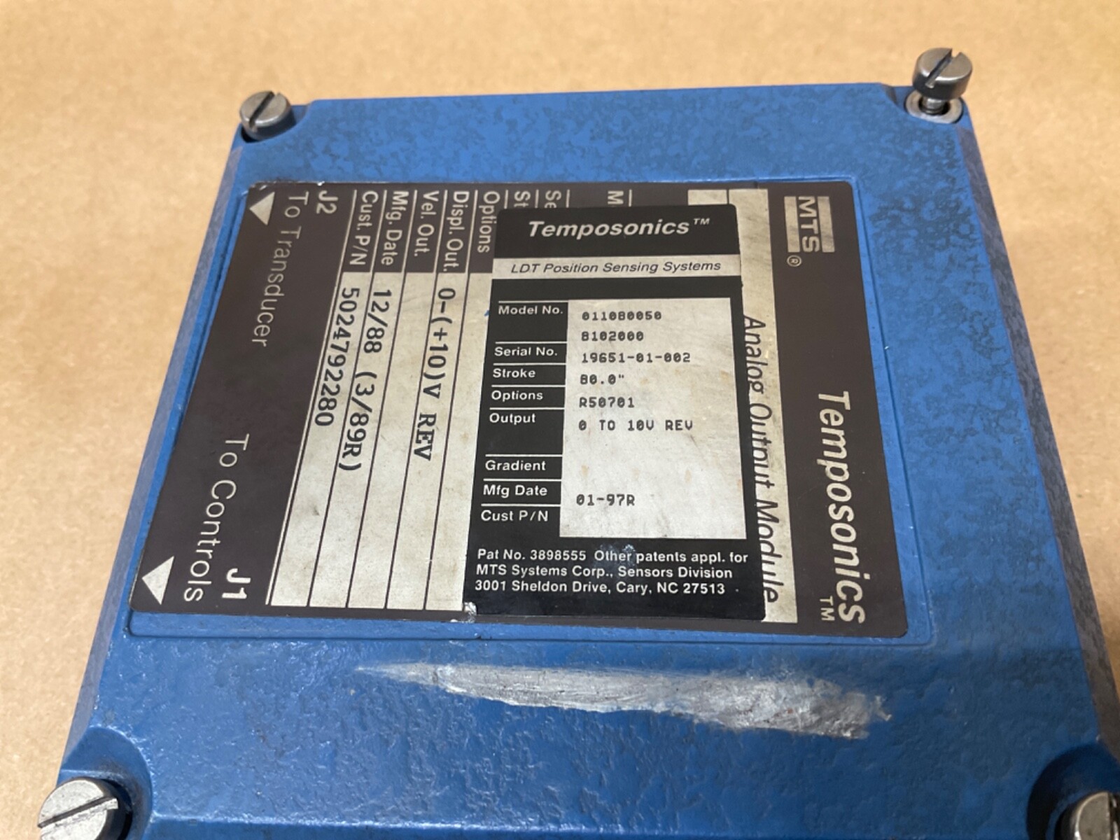 MTS TEMPOSONICS 0110800508102000 ANALOG OUTPUT MODULE 80.0” STROKE #87A42*IAC