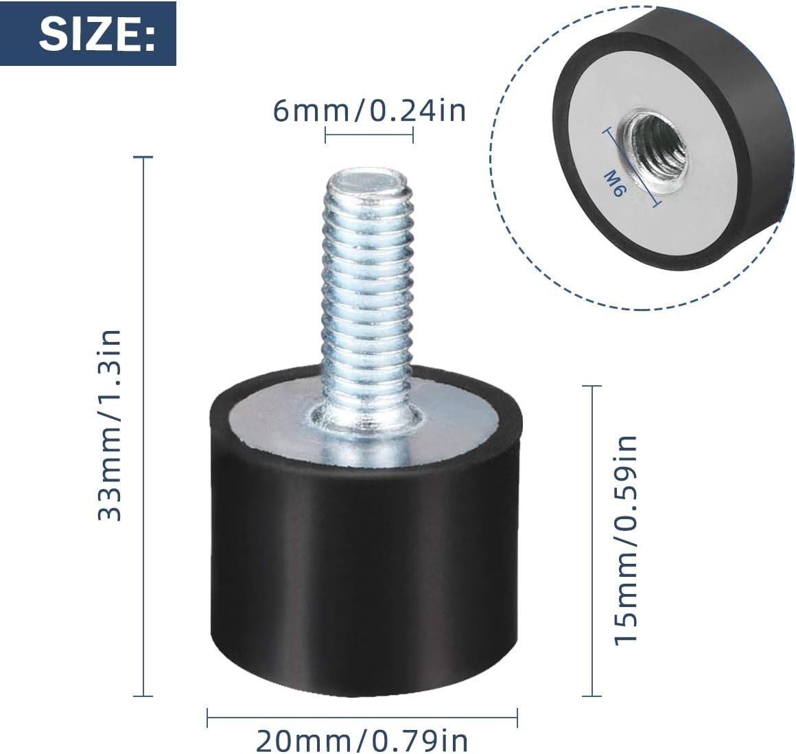 Universal M6 Rubber Mounts – 4 Pack Shock Absorbers for Automotive & Marine Use