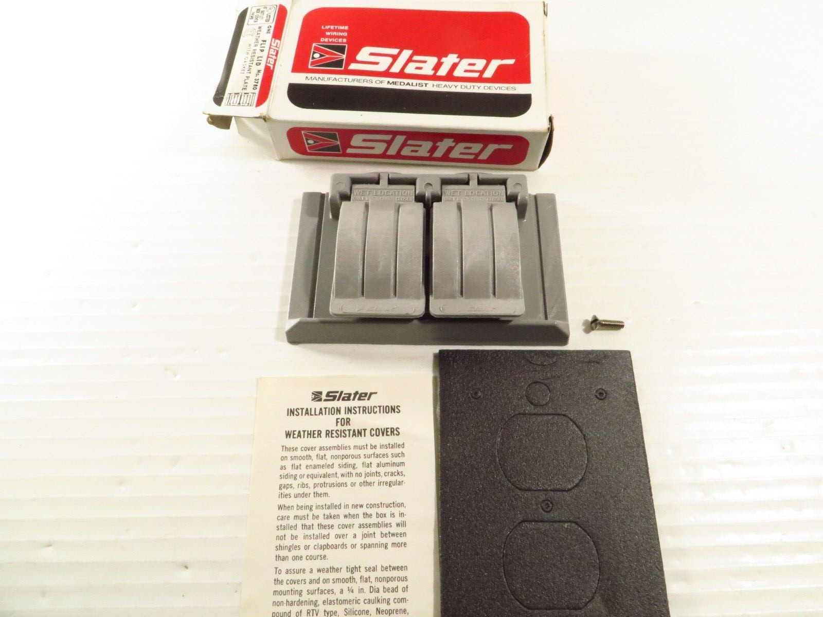 Slater Flip Lid #3780 Weather Resistant Plate With Gasket NOS