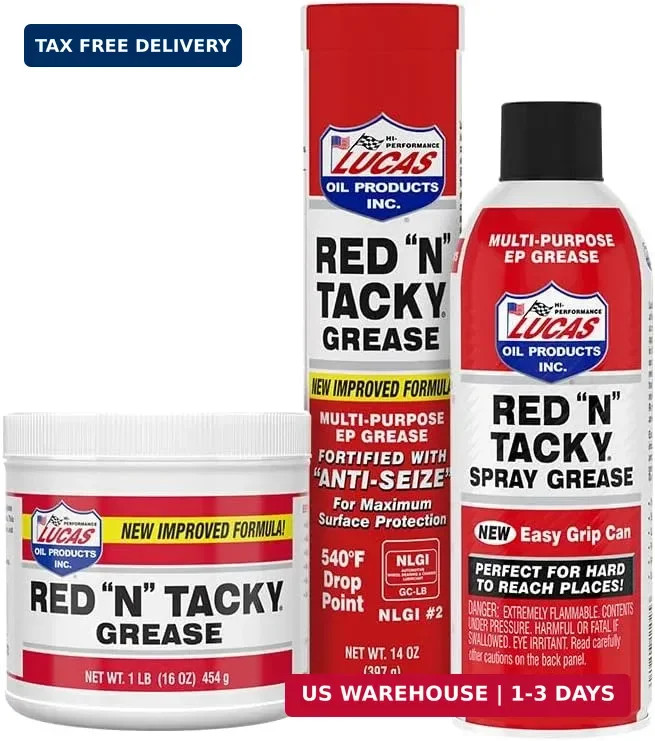 Lucas Oil 10005 Red N Tacky Grease – 14 Ounce Cartridge (Pack of 10)