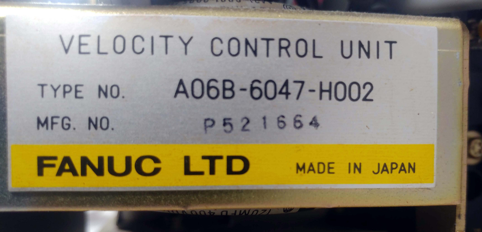 1 USED FANUC A06B-6047-H002 VELOCITY CONTROL UNIT ***MAKE OFFER***