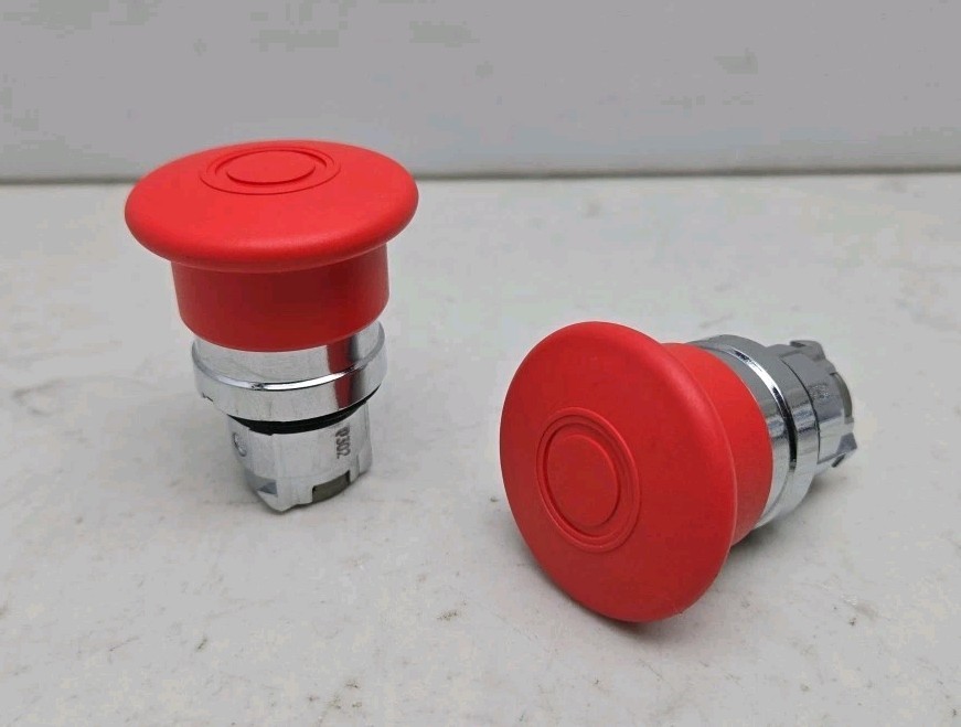 2 Pack Telemecanique ZB4BT4 Emergency Stop Push Button 22mm New Lot of 2