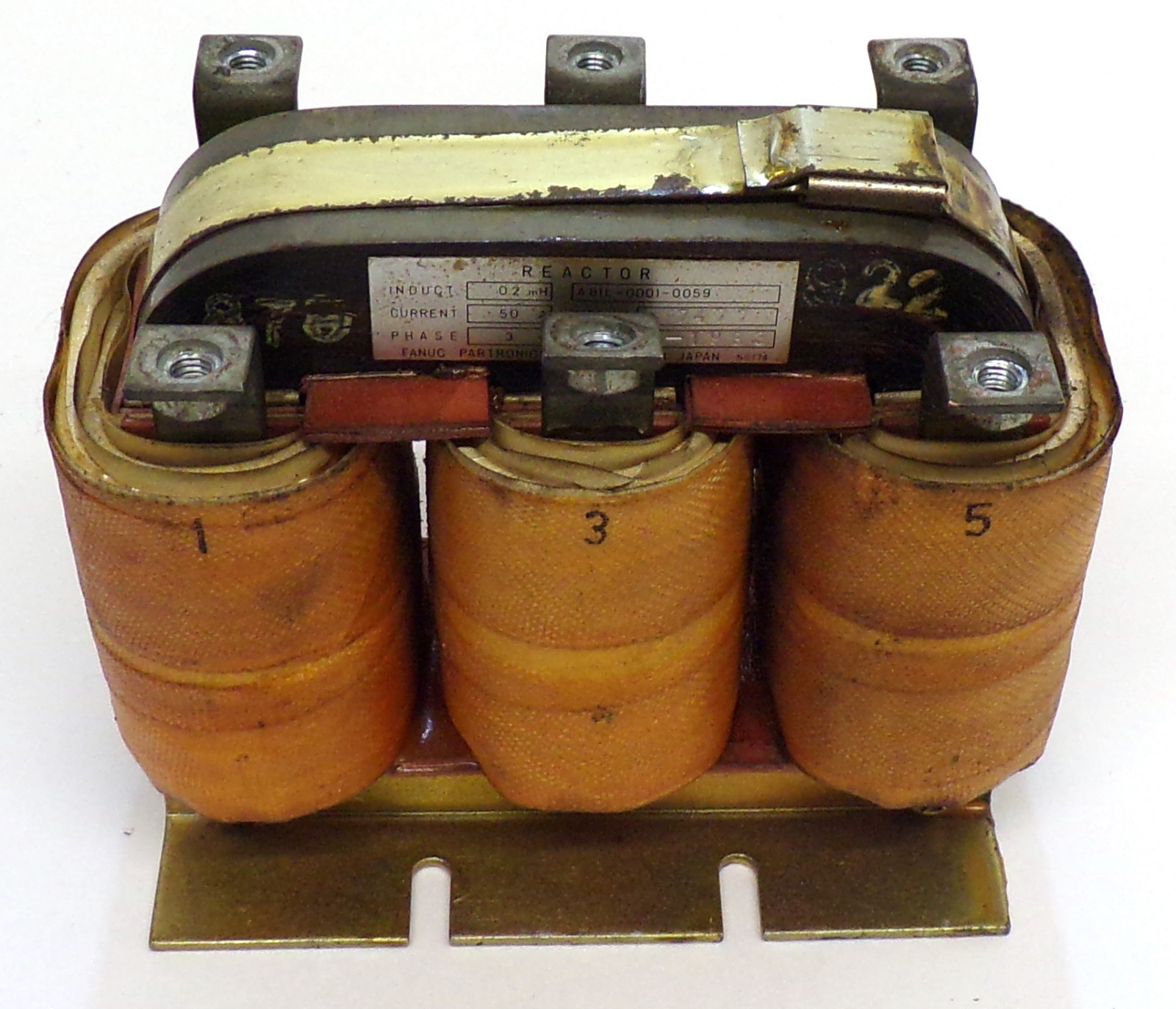 FANUC REACTOR A81L-0001-0059, 0.2MH, 50A, 3PH, MFG NO 7477
