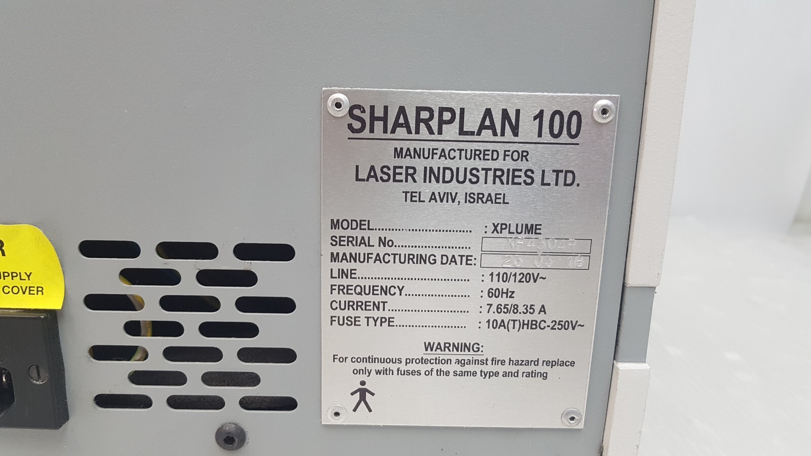 Sharplan 100 Xplume Smoke evacuator w/ Pneumatic Air Foot switch.