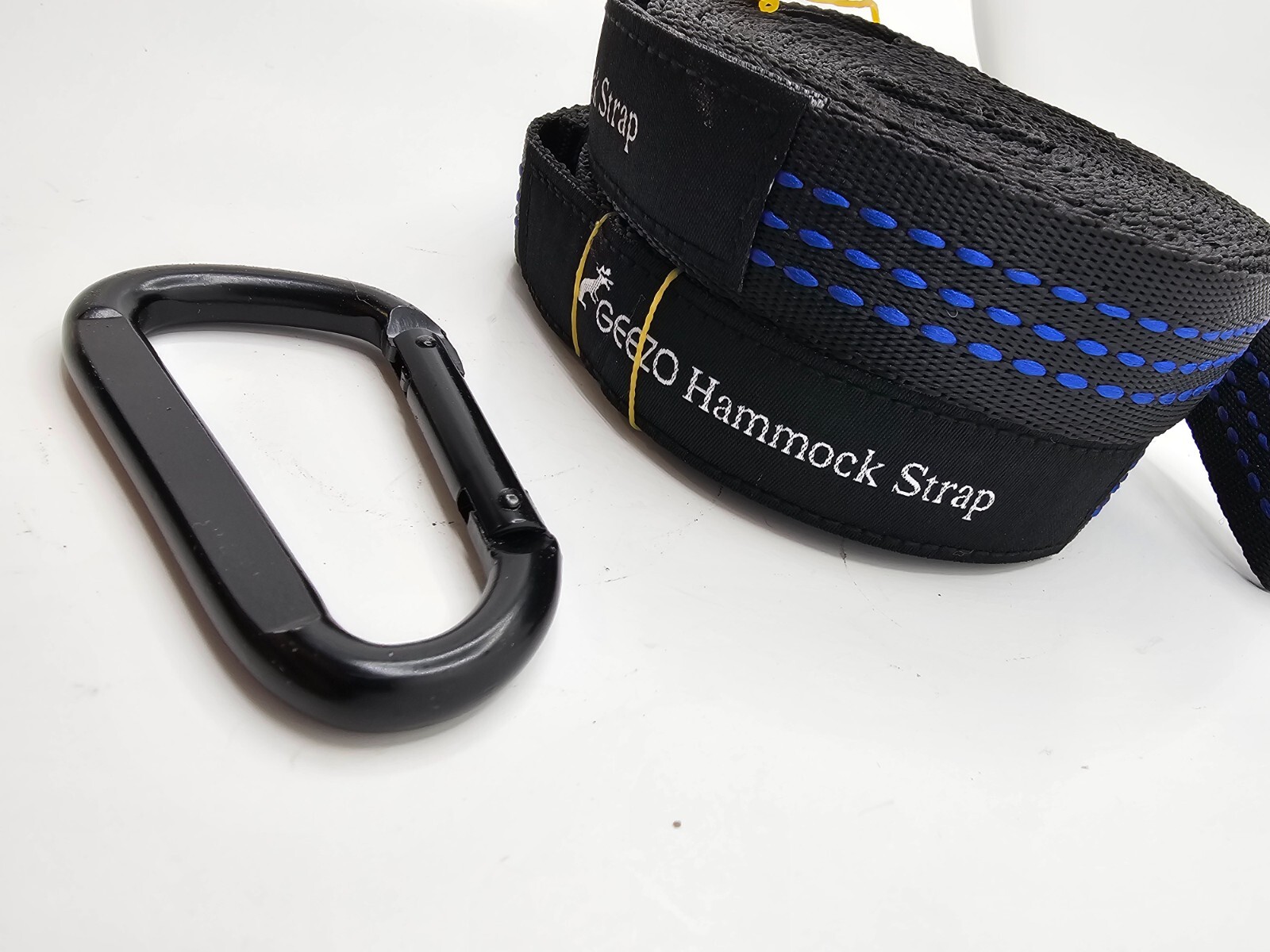 Geezo Hammock Strap Loops Non-Stretch Polyester Hammock Black/Blue up to 500lbs