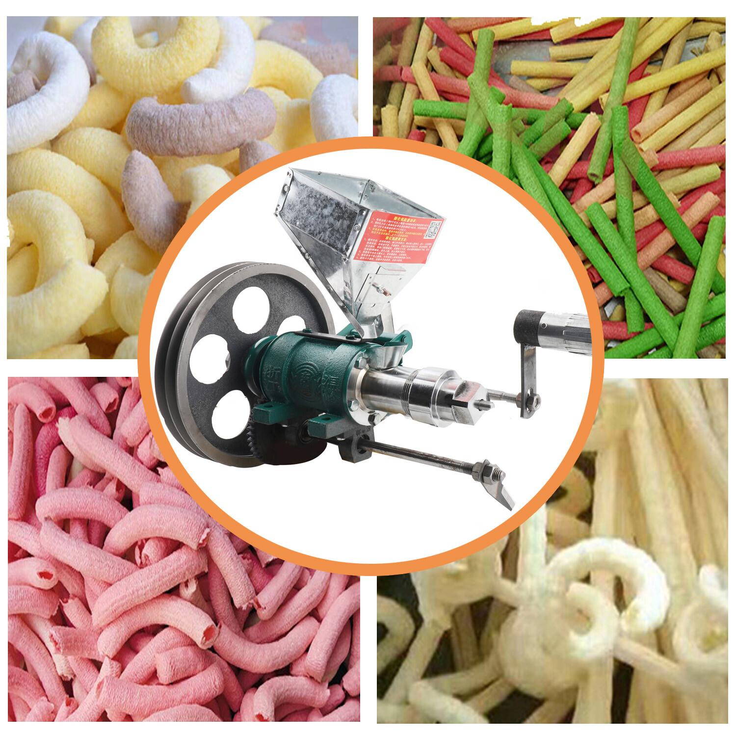 Puffed Food Extruder for Making Cornflakes, Hollow Sticks Made of Corn and Rice