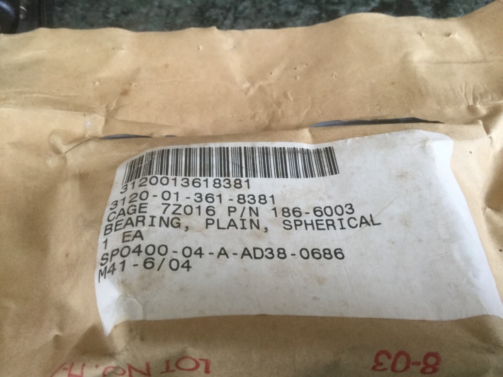 ONAN 0186-6003 BEARING NSN 3120-01-361-6003 new