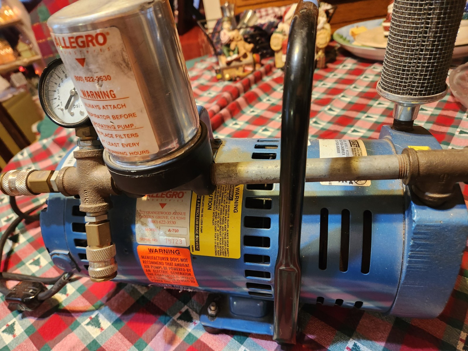 GAST 1023-V152A-G608NEX Rotary Vane Vacuum Pump 3/4HP 1725RPM C63CXHHB-4943