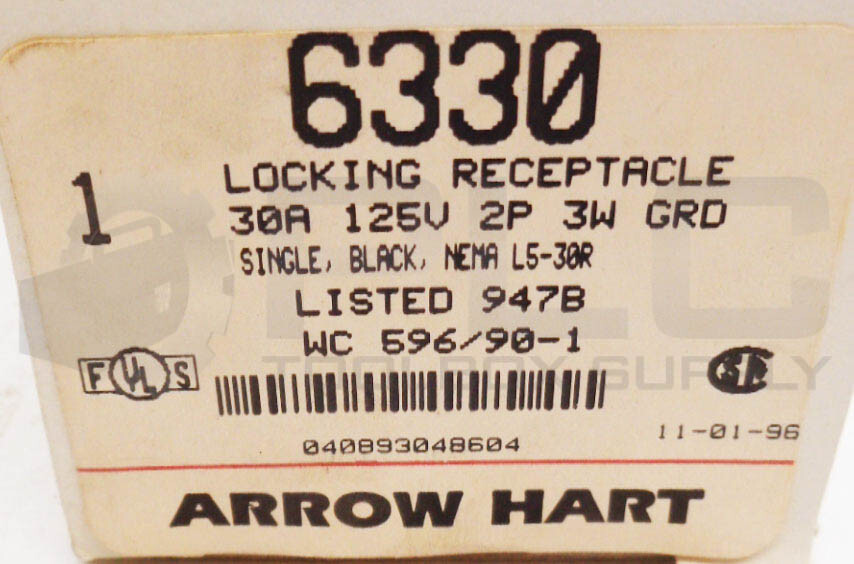 LOT OF 3 NEW COOPER CROUSE-HINDS ARROW HART 6330 RECEPTACLES 30A 125V 6330-1