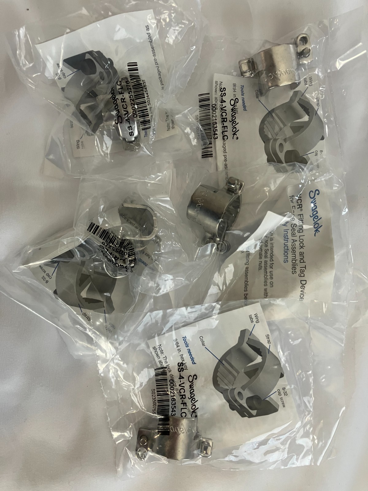 Lot x5 SWAGELOK SS-4-VCR-FLC Stainless Steel Fitting Lock, 1/4 inch 5pcs NEW