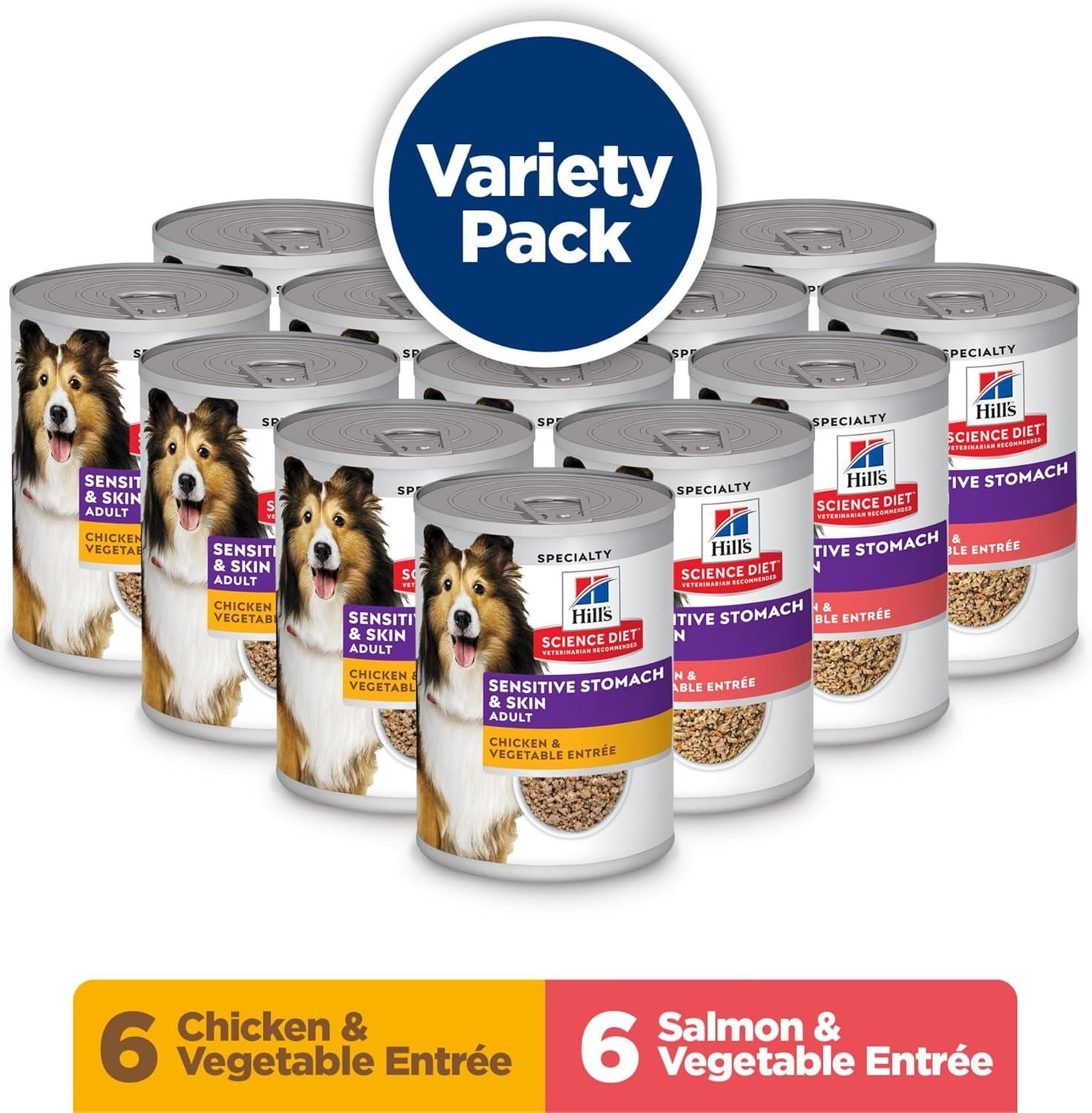 Hill’s Science Diet Adult Sensitive Stomach & Skin Wet Dog Food Variety 12.8 oz.