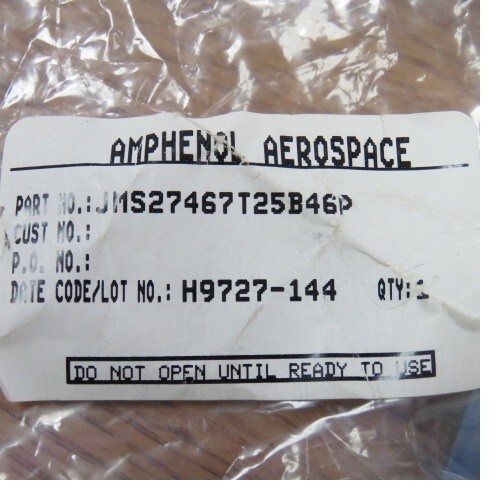 AMPHENOL AEROSPACE MS27467T25B46P Qty of 1 per Lot 46 (44 + 2 Coax) Position
