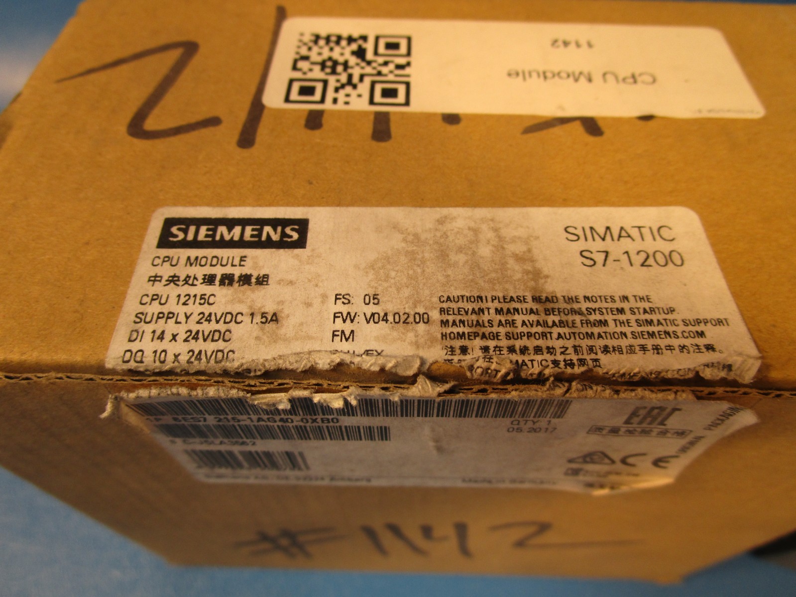 SIEMENS 6ES7 215-1AG40-0XB0, S7-1200 Programmable Controller, CPU Module