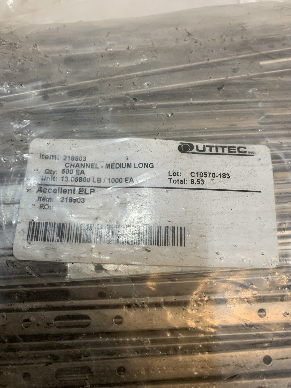 500 Pack of Utitec 218503 Channels – Medium Long 6.53 Accellent ELP C10570-183