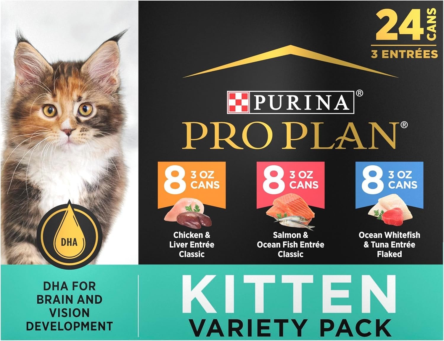 Purina Pro Plan Focus Kitten Wet Cat Food – High-Protein,Variety Pack, 24ct,72oz