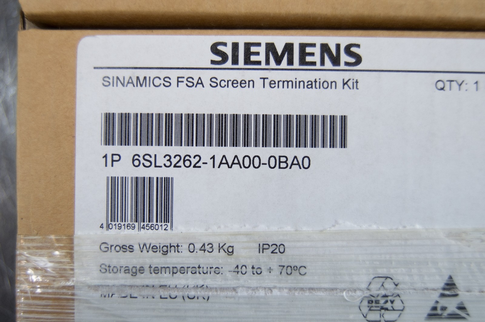 Siemens 6SL3262-1AA00-0BA0 Sinamics FSA Screen Termination Kit