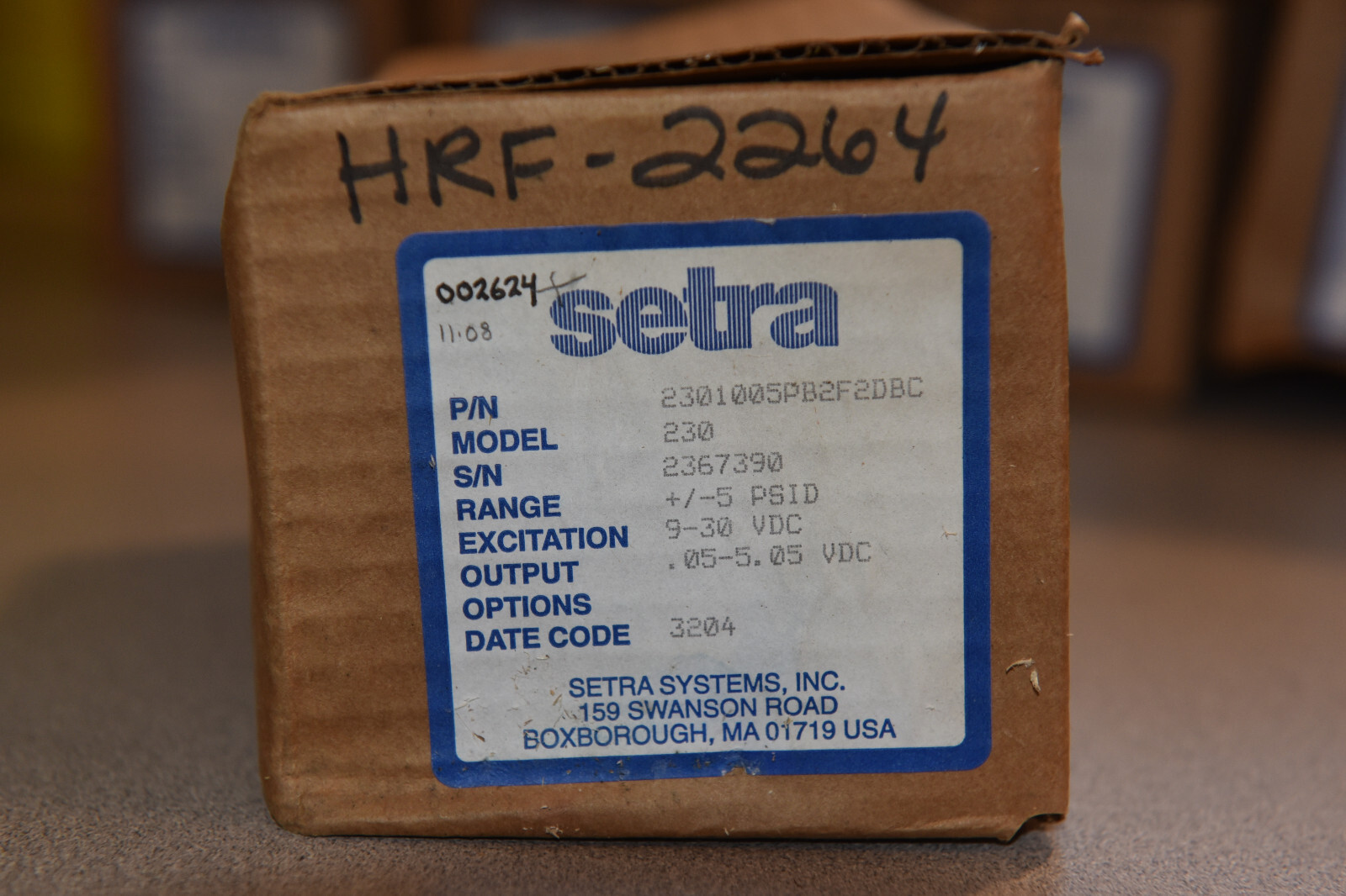 Setra Model 230 Differential Pressure Transmitter +/- 5 PSID – NEW IN BOX.