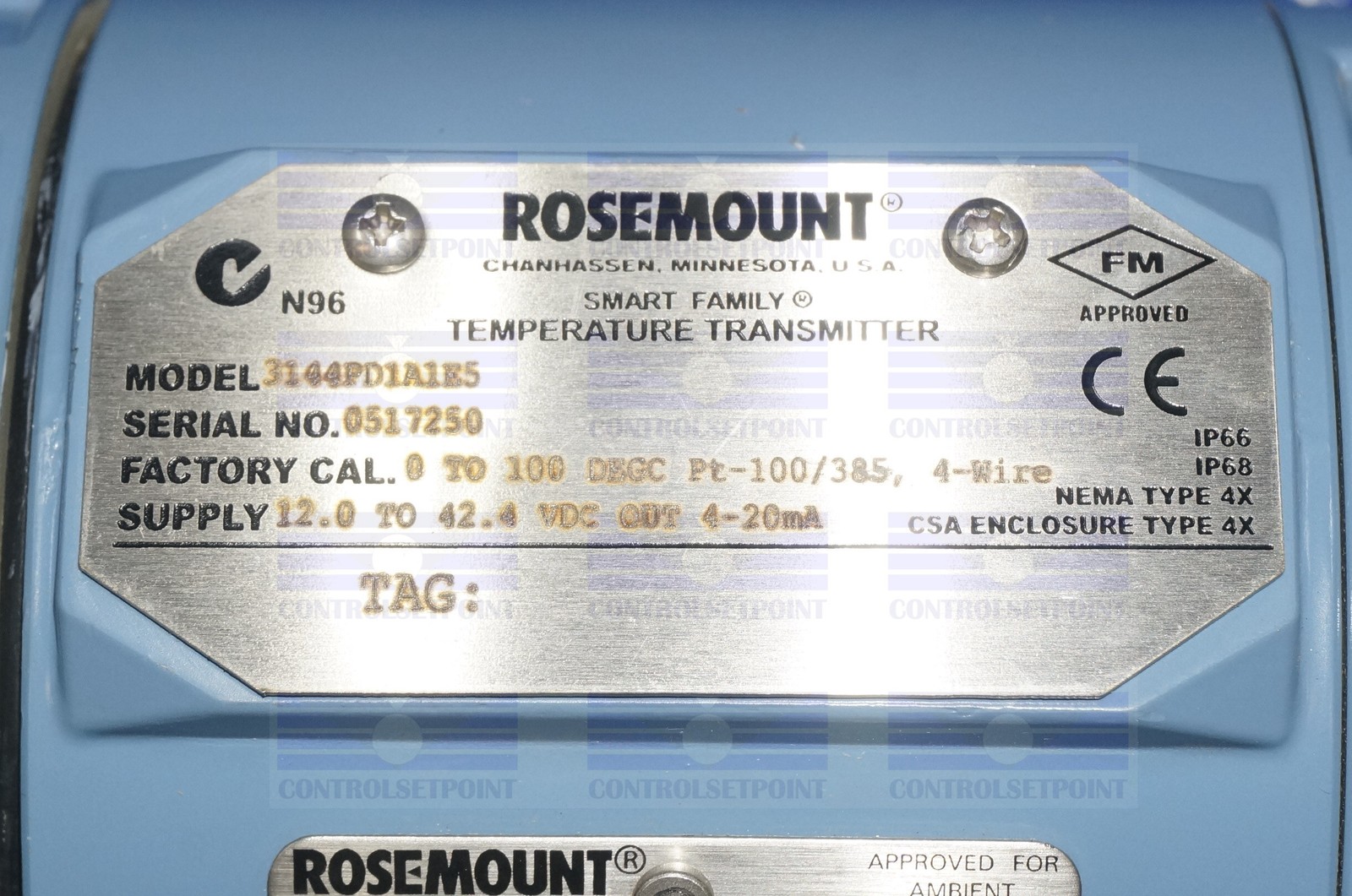 EMERSON ROSEMOUNT 3144PD1A1E5 TEMP TRANS 3144 PD1 ID17250